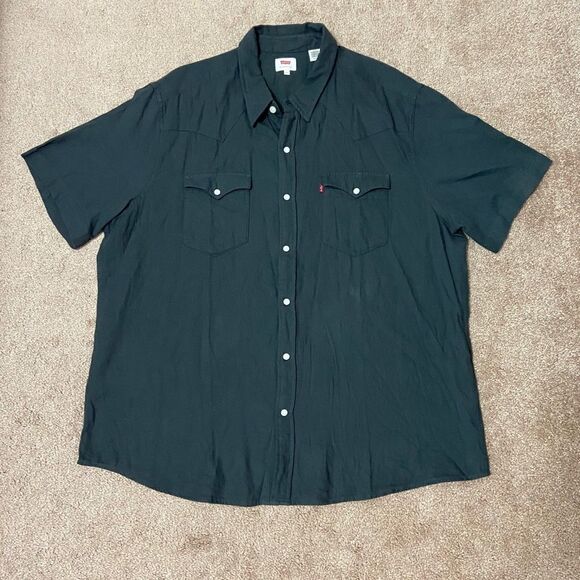 Levi’s Dark Charcoal Gray Button Up Top - Picture 1 of 4